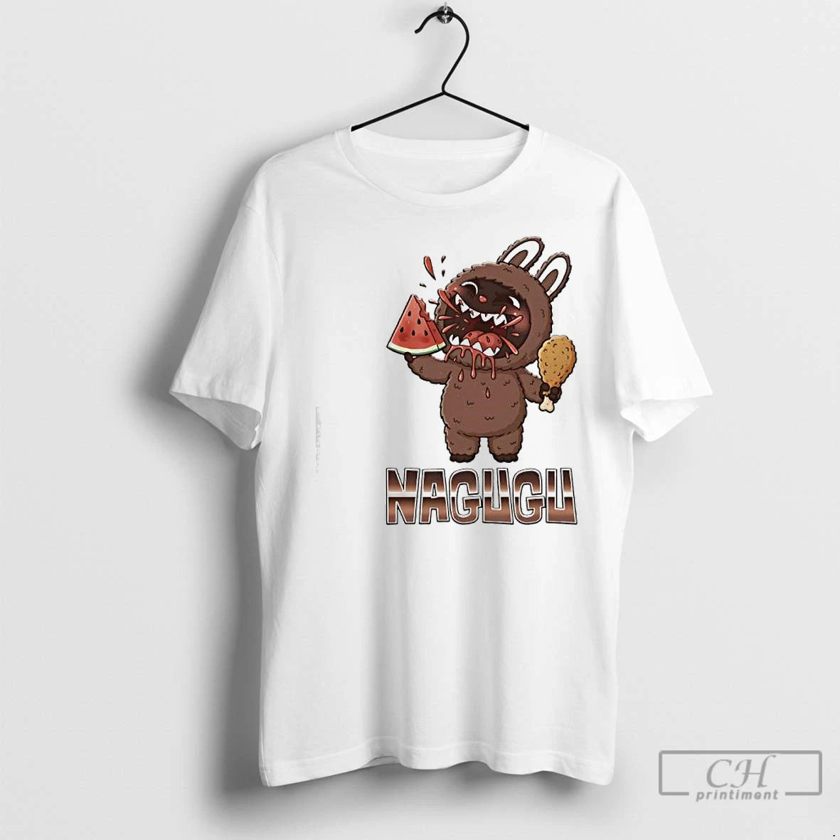 Premium The Monsters Labubu Nagugu Watermelon Fried Chicken Graphic T-Shirts, Hoodie, Sweatshirt | InkNestWear.com