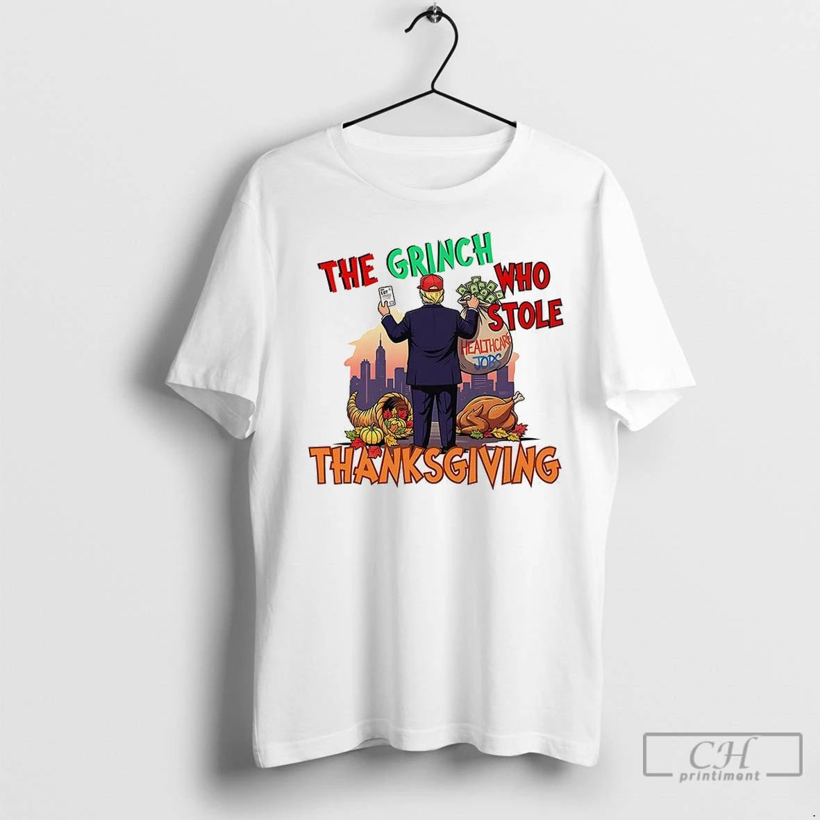 Premium The Grinch Stole Thanksgiving Trump T-Shirts, Hoodie, Sweatshirt | InkNestWear.com