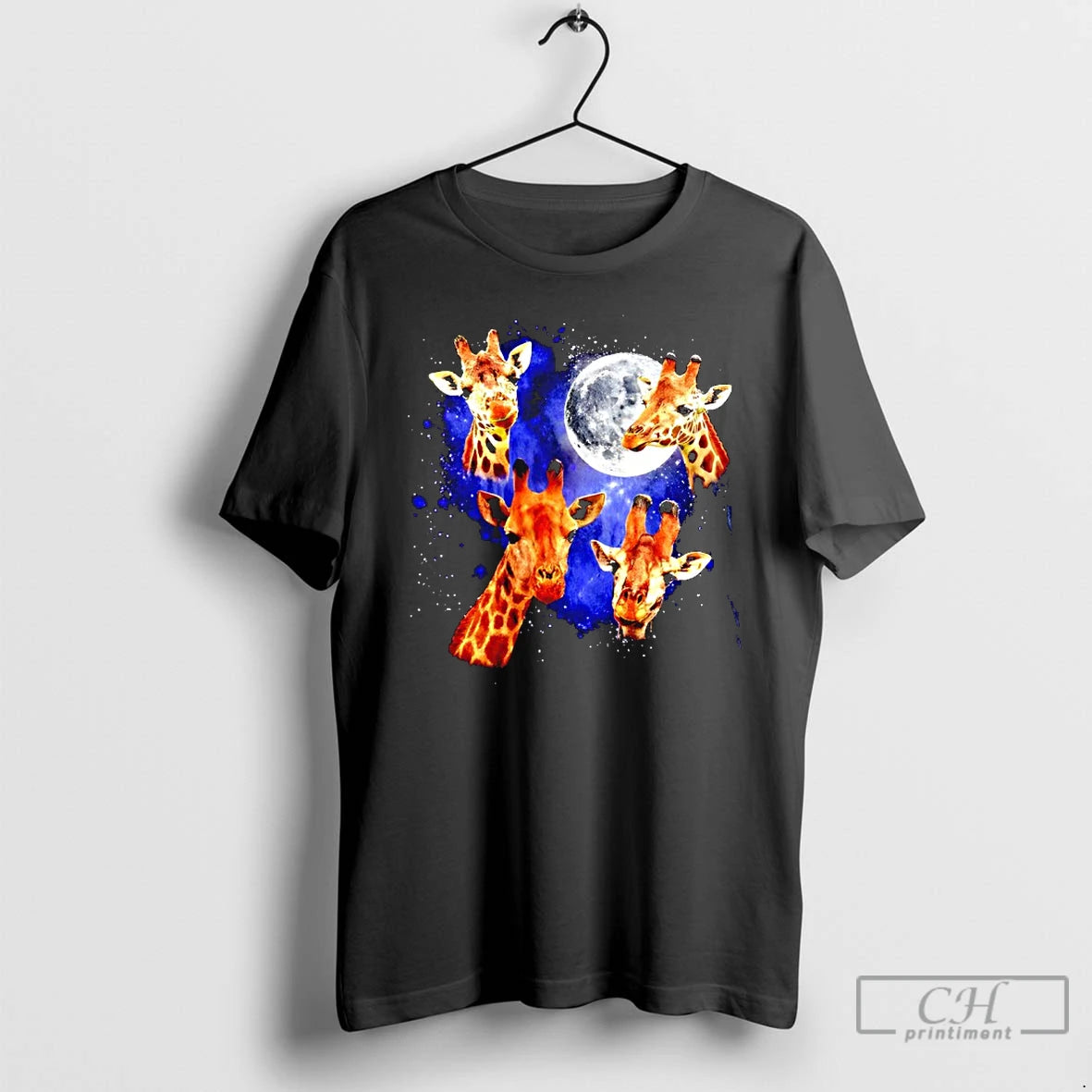 Premium Three Giraffe Retro Graphic Moon T Shirts Hoodie, Sweatshirt | InkNestWear.com