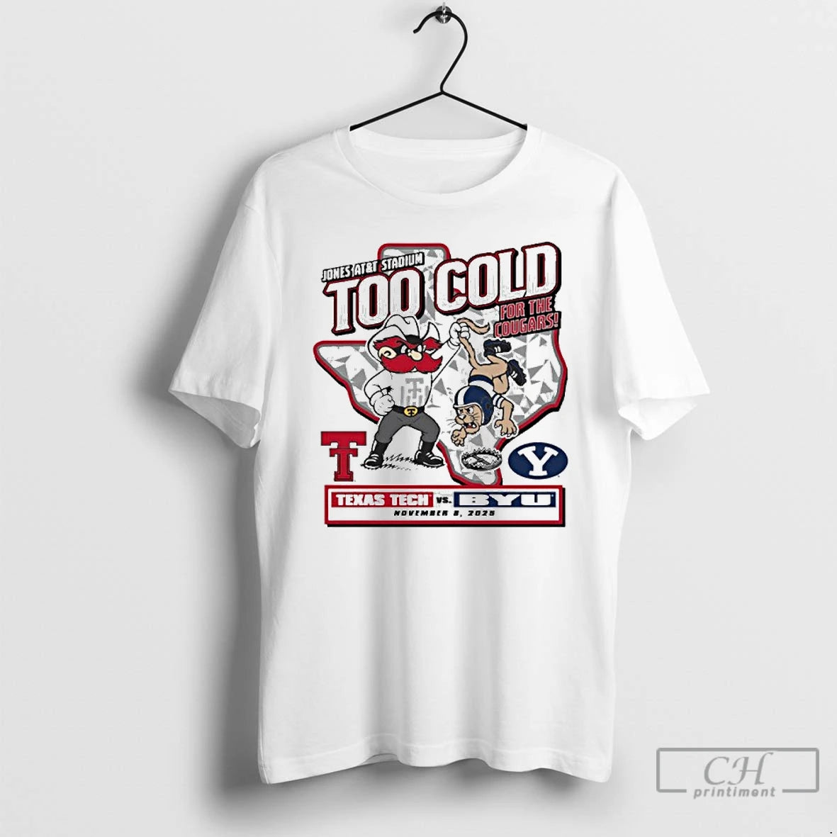 Premium Too Cold Gameday Texas Tech Vs Byu November 8 2025 T Shirts Hoodie, Sweatshirt | InkNestWear.com