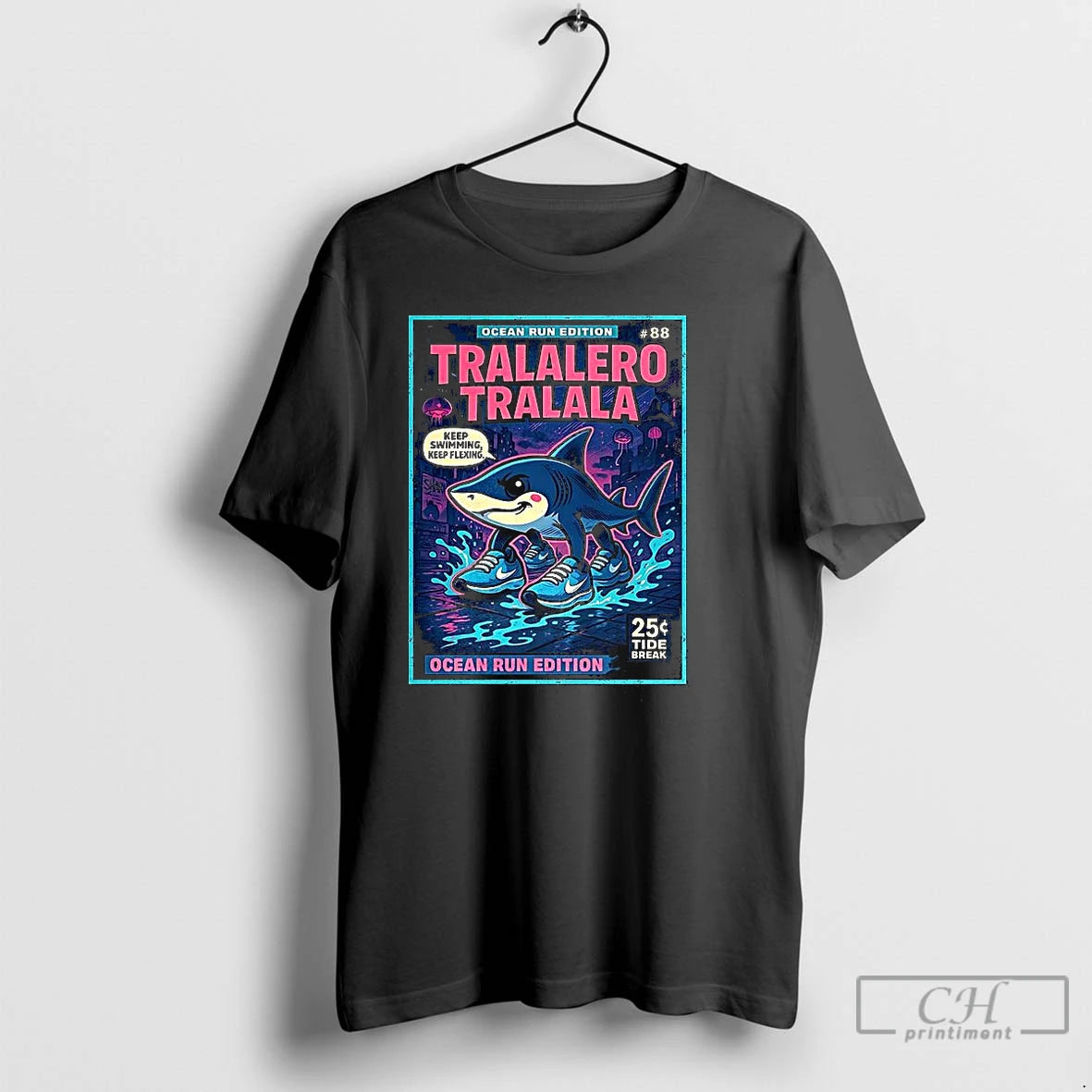 Premium Tralalero Tralala Ocean Run Shark Meme Comic Keep Swimming Keep Flexing T Shirts Hoodie, Sweatshirt | InkNestWear.com