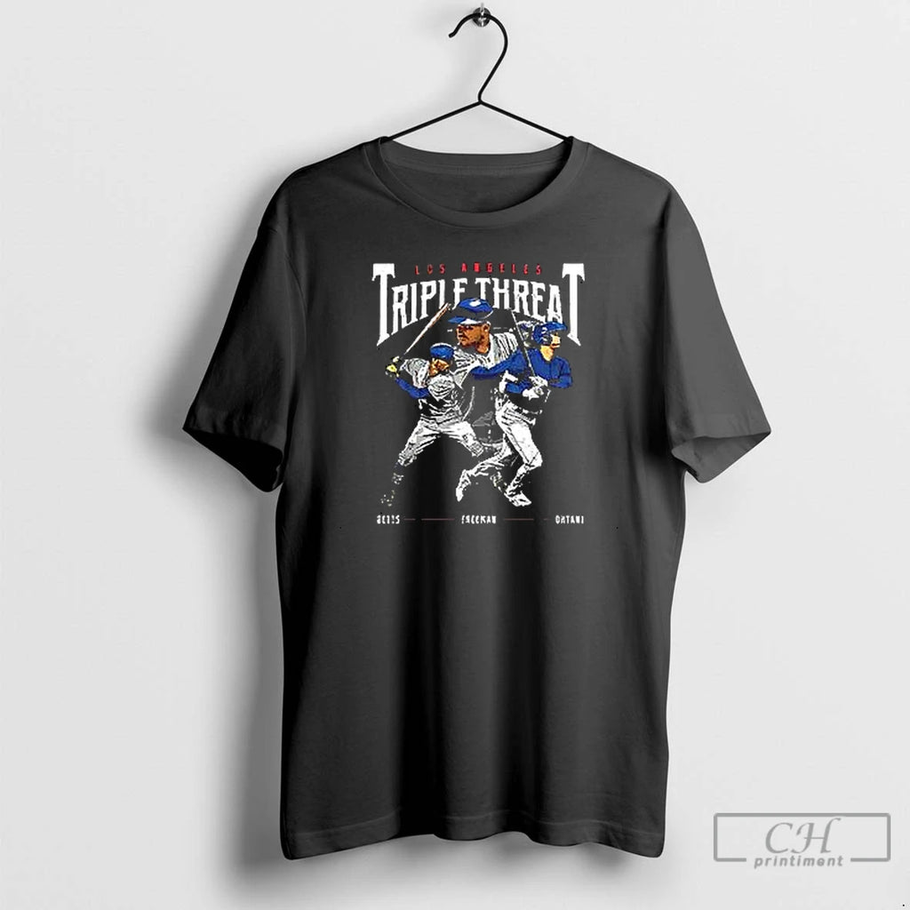 Premium Triple Threat Ohtani Betts Freeman Los Angeles Dodgers T Shirts Hoodie, Sweatshirt | InkNestWear.com