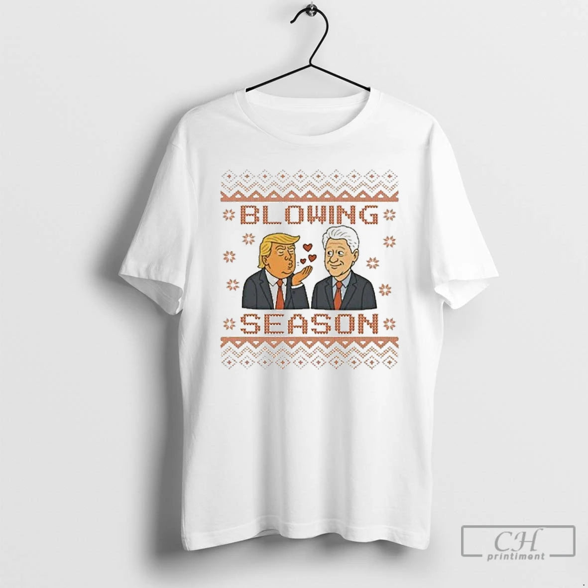 Premium Trump And Bill Clinton Blowing Season Christmas Ugly T-Shirts, Hoodie, Sweatshirt | InkNestWear.com