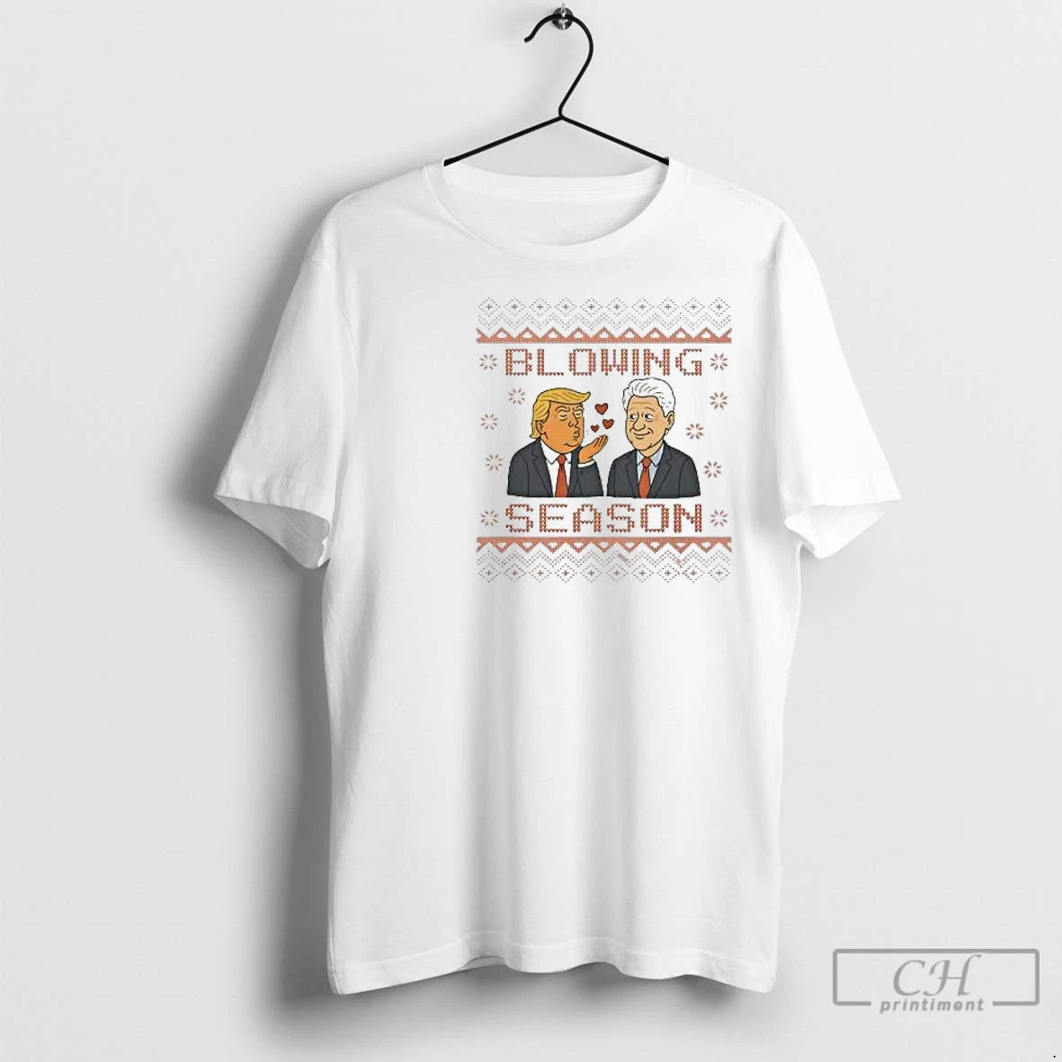 Premium Trump And Bill Clinton Blowing Season Political Christmas 2025 Circle White T-Shirts, Hoodie, Sweatshirt
