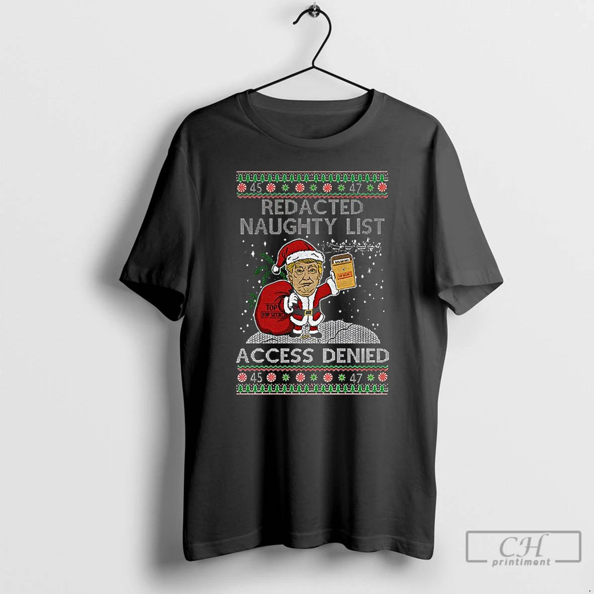 Premium Trump Redacted Naughty List Access Denied Ugly Christmas T-Shirts, Hoodie, Sweatshirt | InkNestWear.com