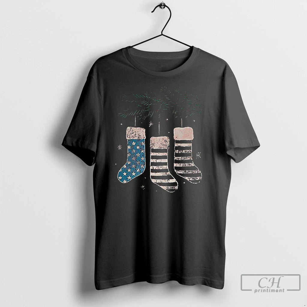 Premium Usa Stockings Hanging On Christmas Branches T-Shirts, Hoodie, Sweatshirt | InkNestWear.com