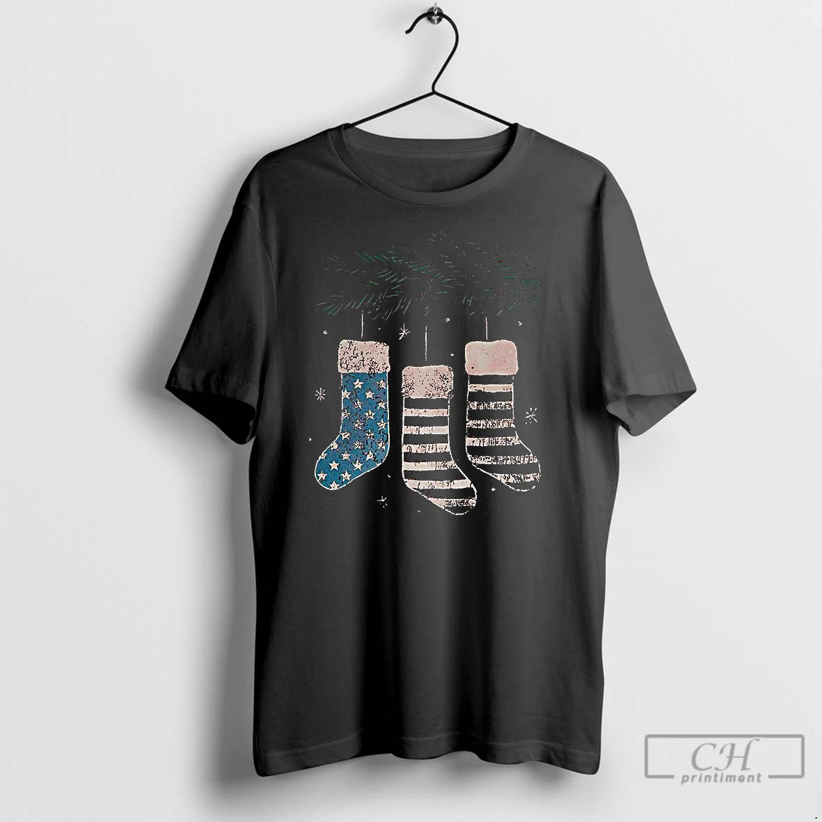 Premium Usa Stockings Hanging On Christmas Branches T-Shirts, Hoodie, Sweatshirt | InkNestWear.com