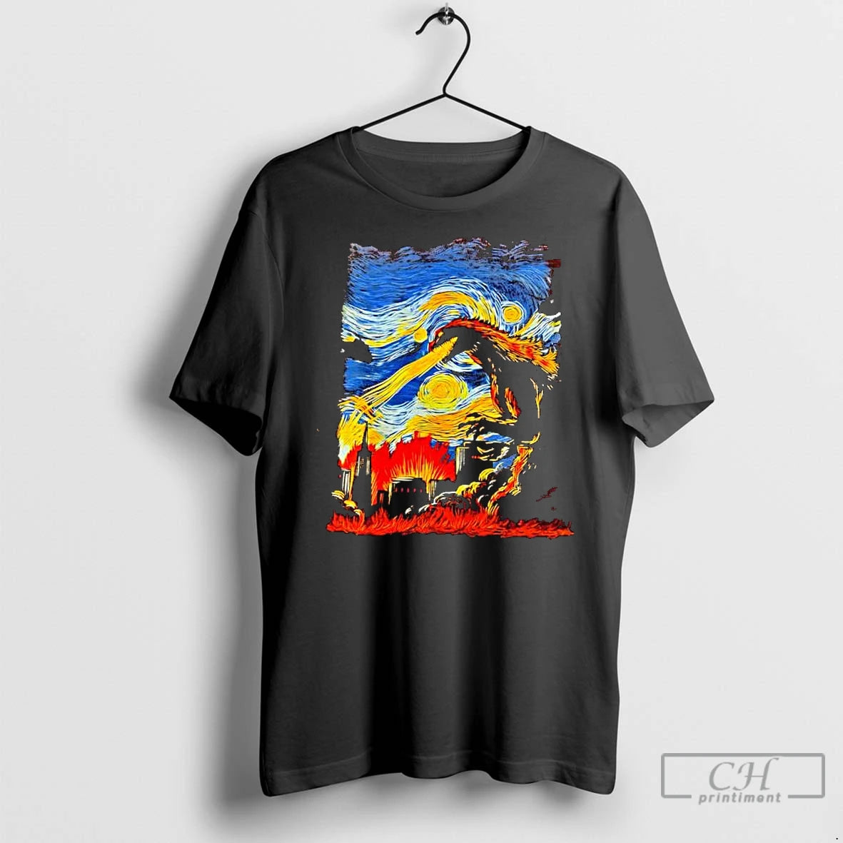 Premium Van Gogh Starry Night Godzilla T-Shirts, Hoodie, Sweatshirt | InkNestWear.com