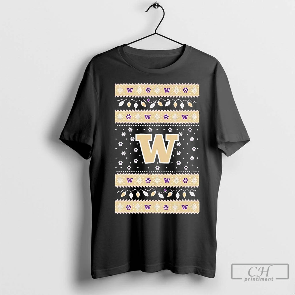 Premium Washington Huskies Ugly Christmas Light T-Shirts, Hoodie, Sweatshirt | InkNestWear.com