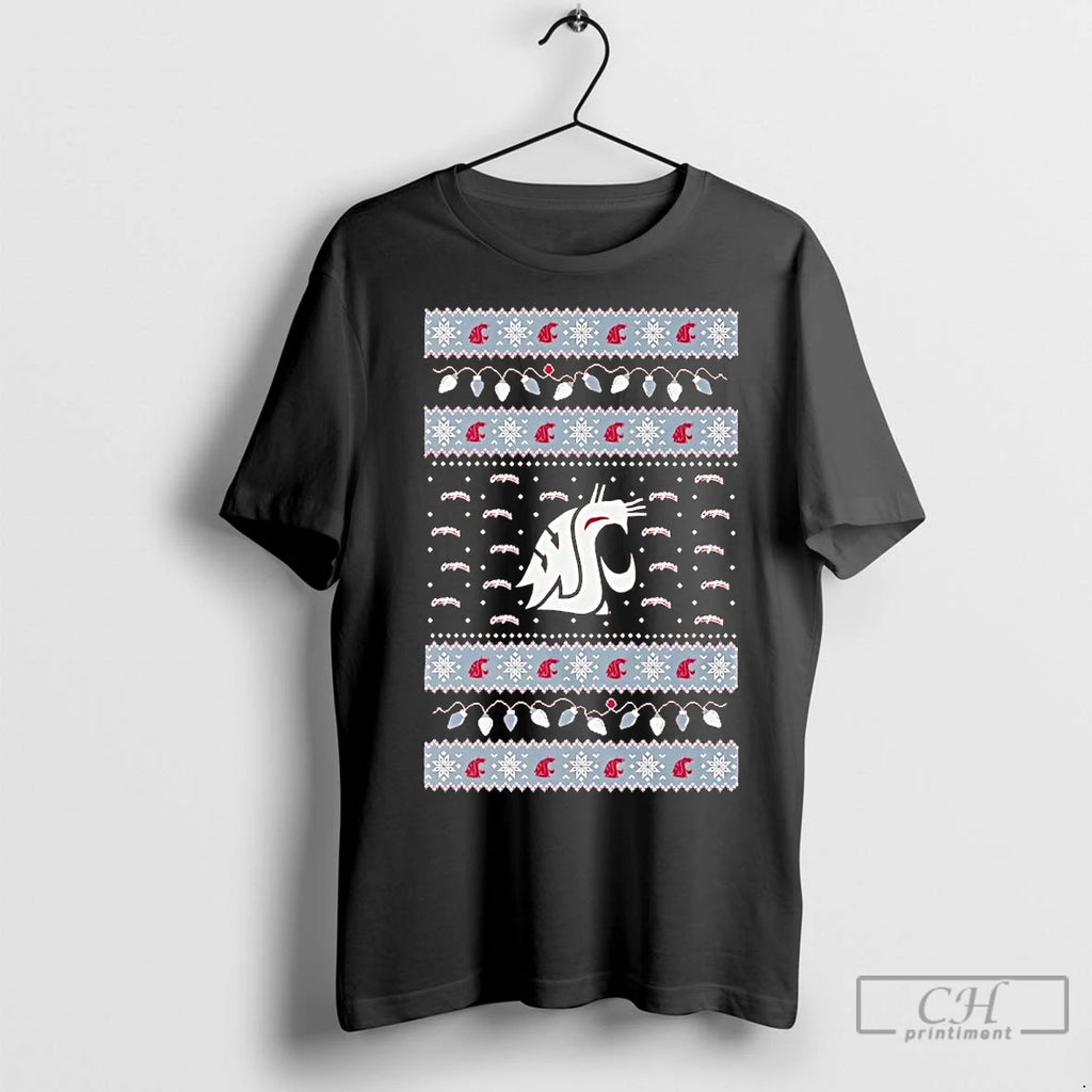 Premium Washington State Cougars Ugly Christmas Light T-Shirts, Hoodie, Sweatshirt | InkNestWear.com