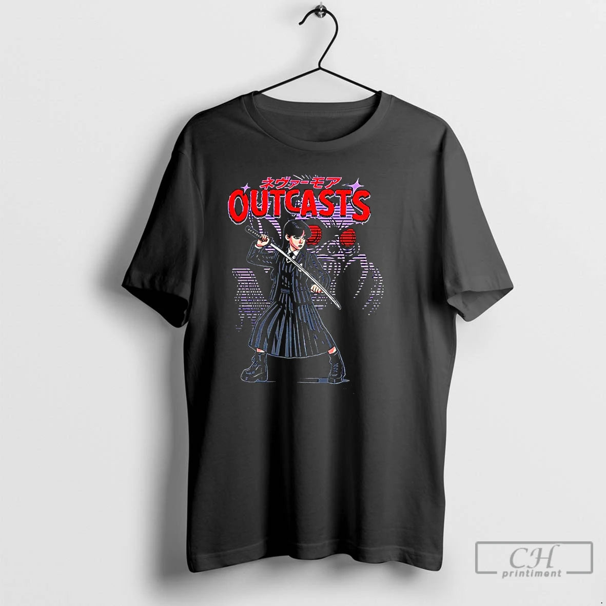 Premium Wednesday Addams Outcasts Anime Style T Shirts Hoodie, Sweatshirt | InkNestWear.com