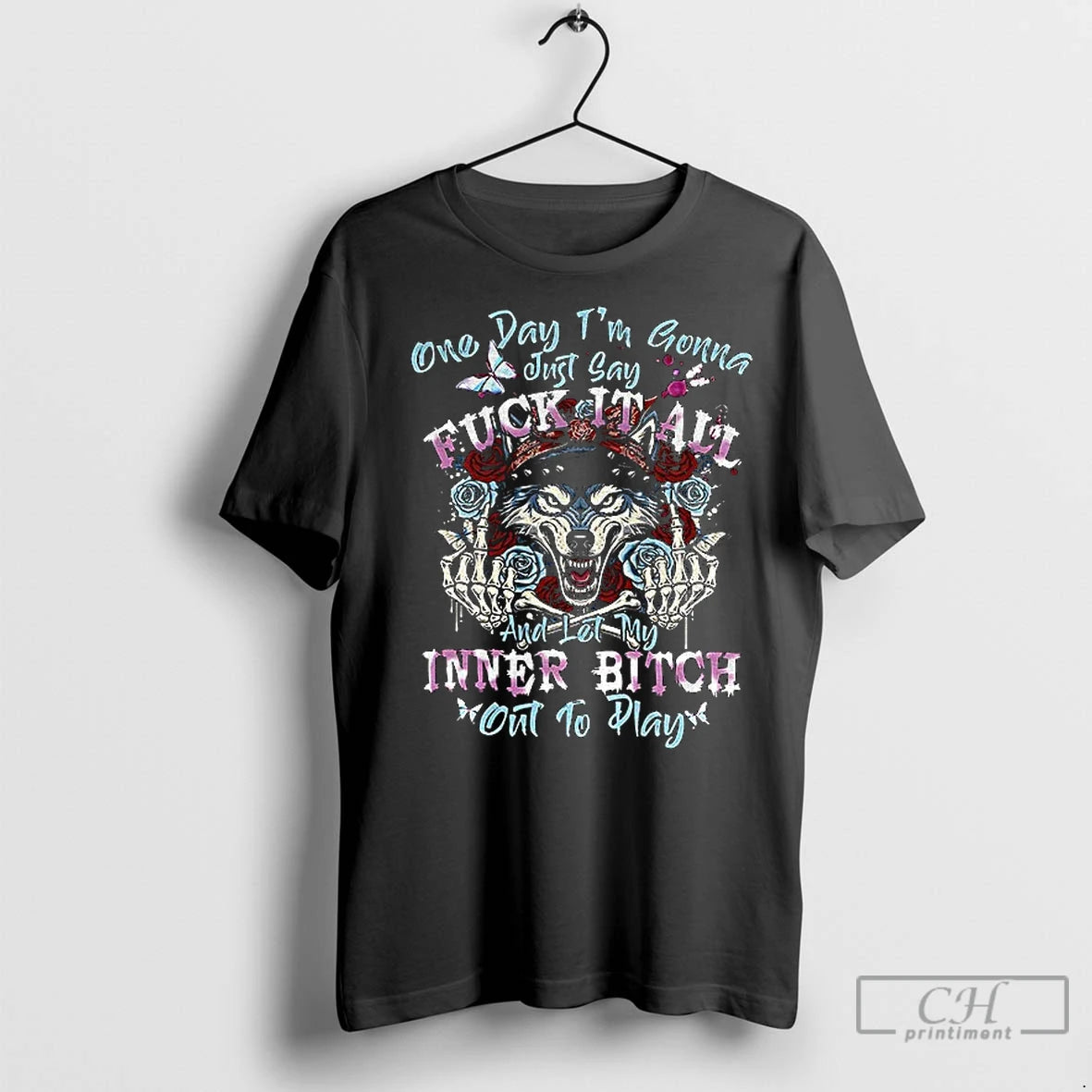 Premium Wolf One Day Im Gonna Just Say Fuck It All And Let My Inner T-Shirts, Hoodie, Sweatshirt | InkNestWear.com