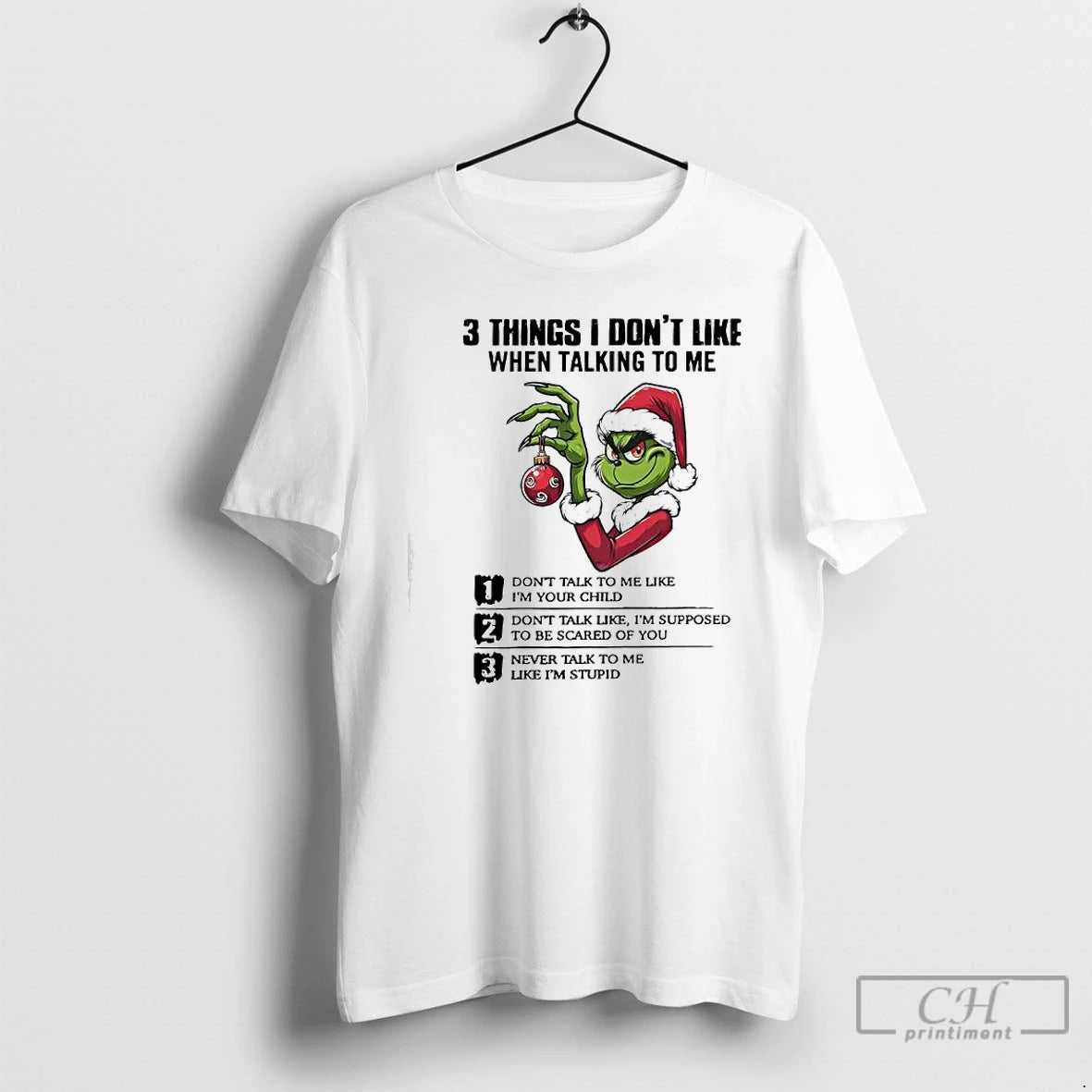 Premium Xmas Grinch Three Things I Dont Like When Talking To Me T Shirts Hoodie, Sweatshirt | InkNestWear.com