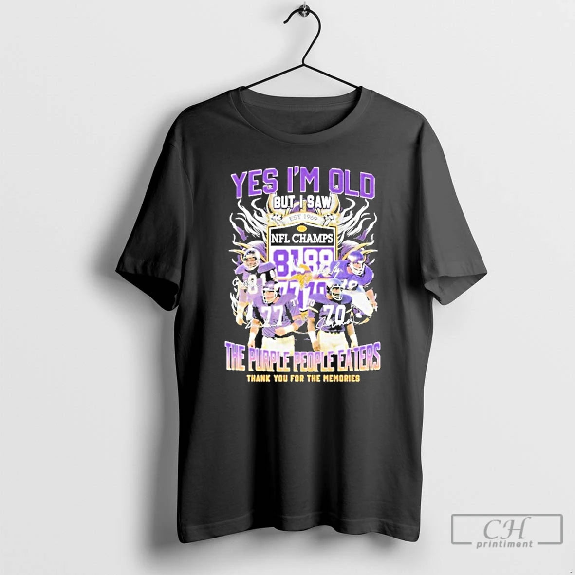 Premium Yes Im Old But I Saw Minnesota Vikings The Purple People Eaters Thank You T-Shirts, Hoodie, Sweatshirt
