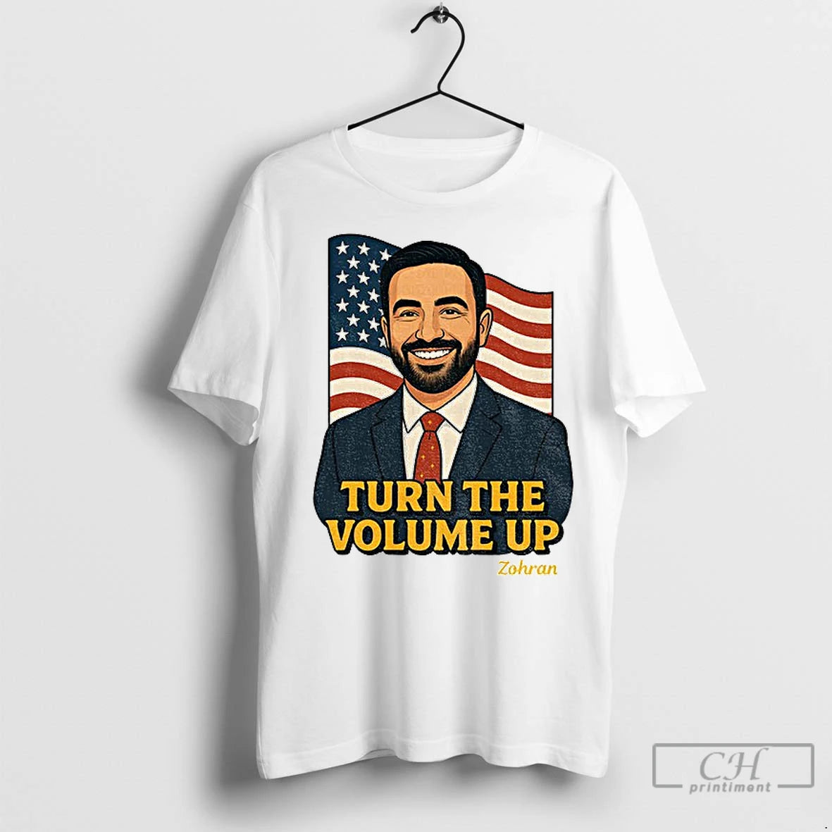 Premium Zohran Mamdani Turn The Volume Up Nyc 2026 American Flag T-Shirts, Hoodie, Sweatshirt | InkNestWear.com