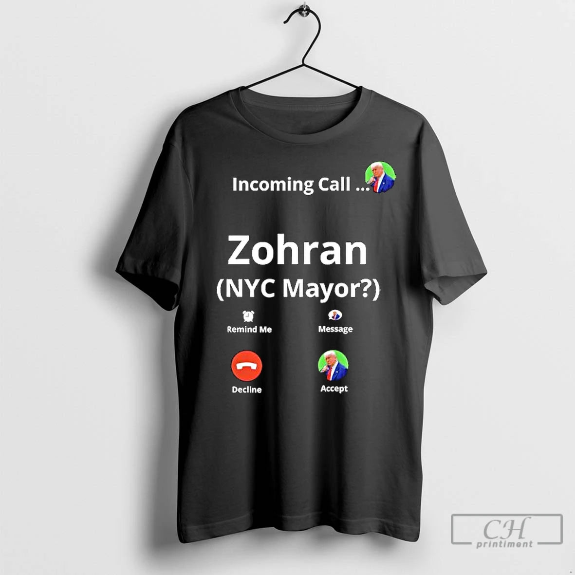 Premium Zohran Mamdani For Nyc Mayor Funny Fake Call Screen Graphic T-Shirts, Hoodie, Sweatshirt | InkNestWear.com