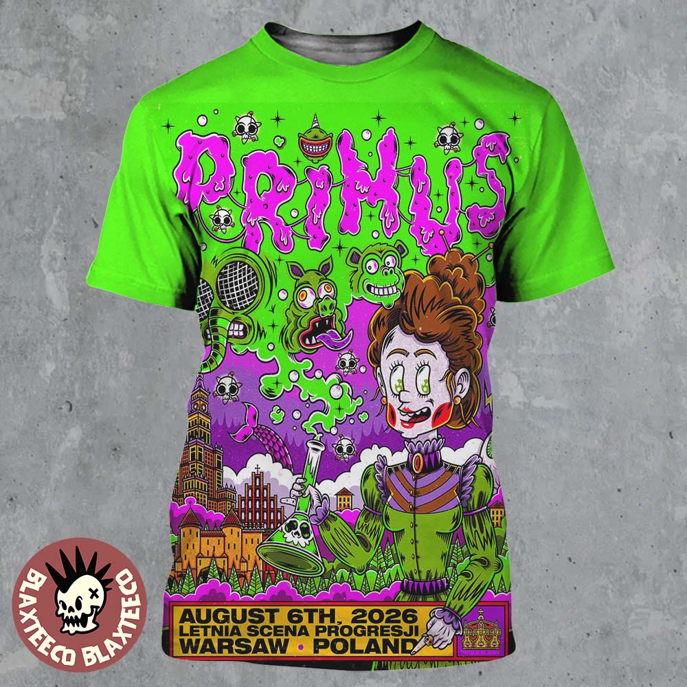 Primus Warsaw Poland 2026 Event Poster At Letnia Scena Progresji On August 6 2026 All Over Print Shirt