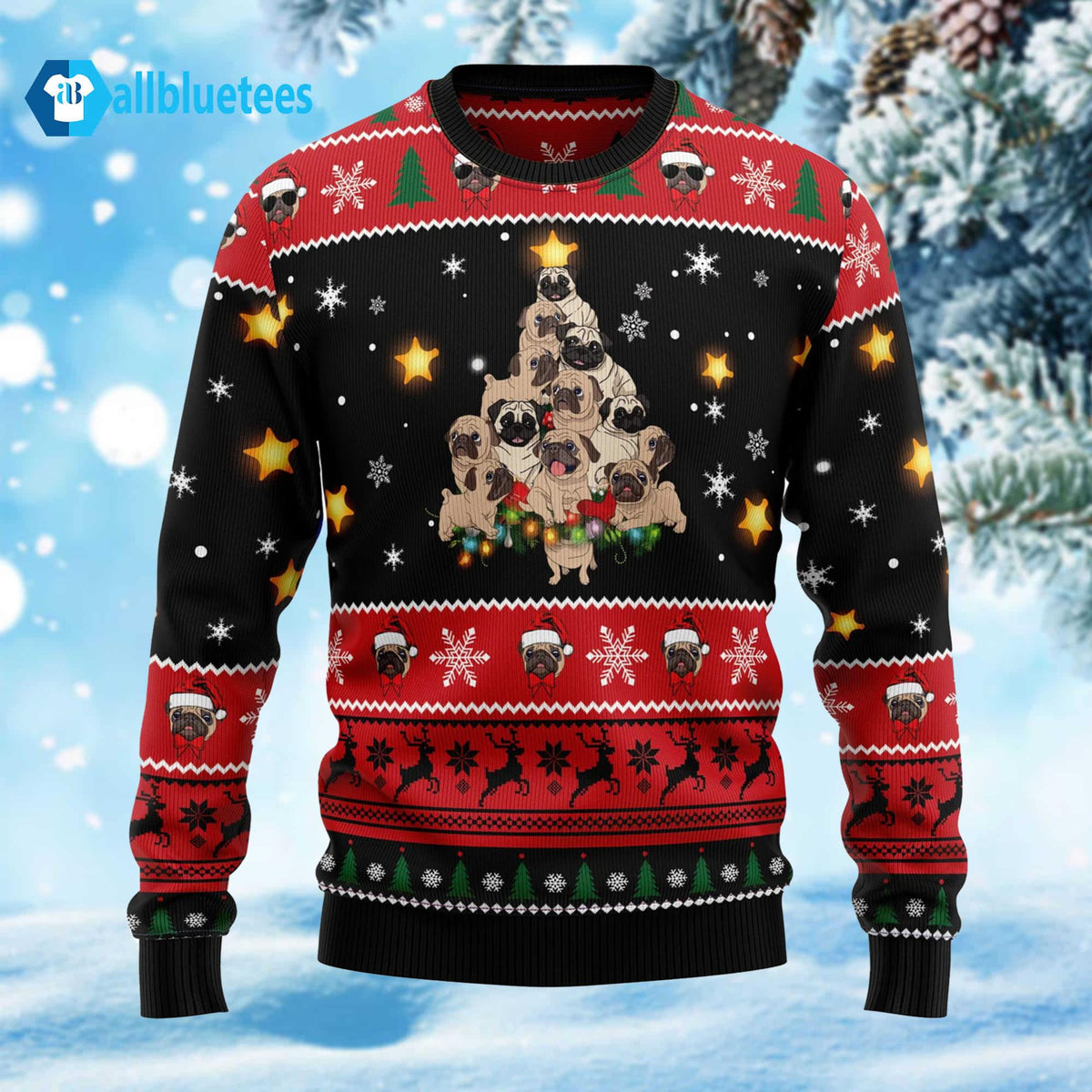 Pugs Christmas Tree Ugly Christmas Sweater