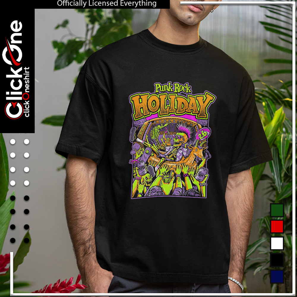 Punk Rock Holiday 26 skeleton goat crowd surfing music festival summer shirt