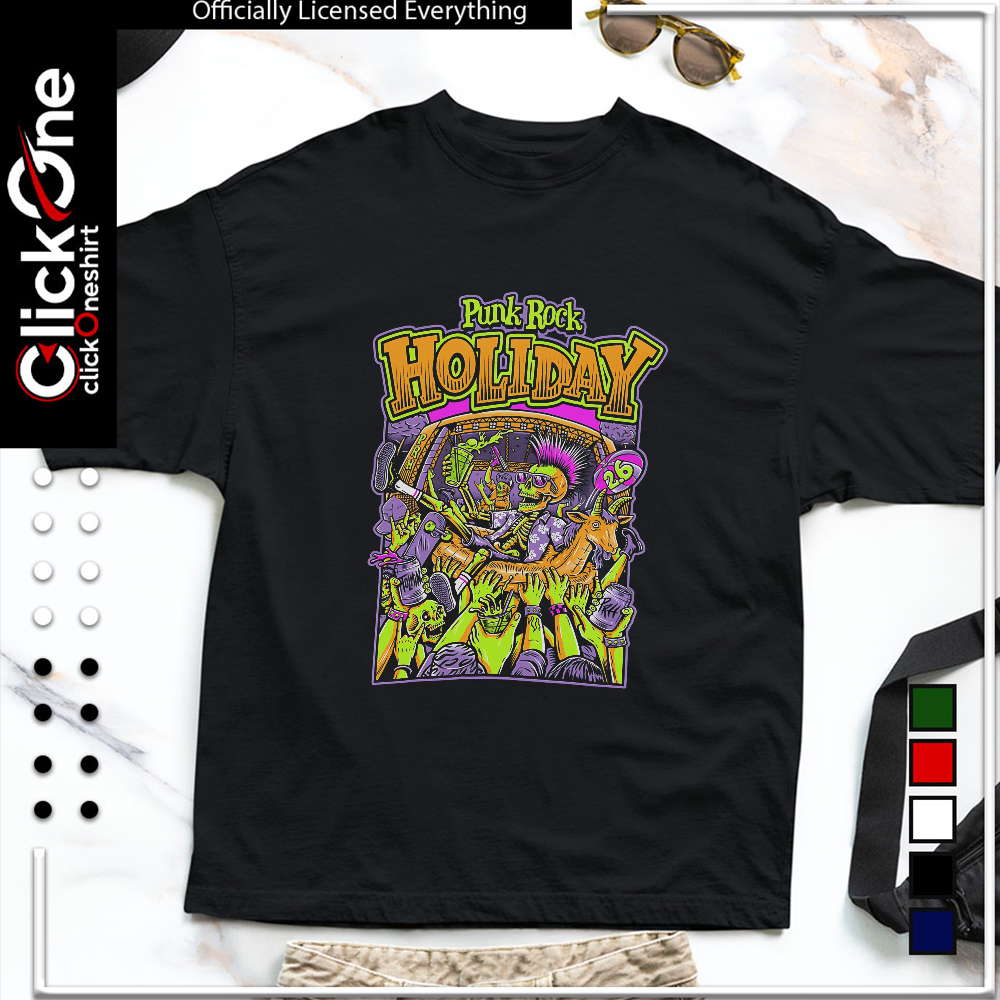 Punk Rock Holiday 26 skeleton goat crowd surfing music festival summer shirt