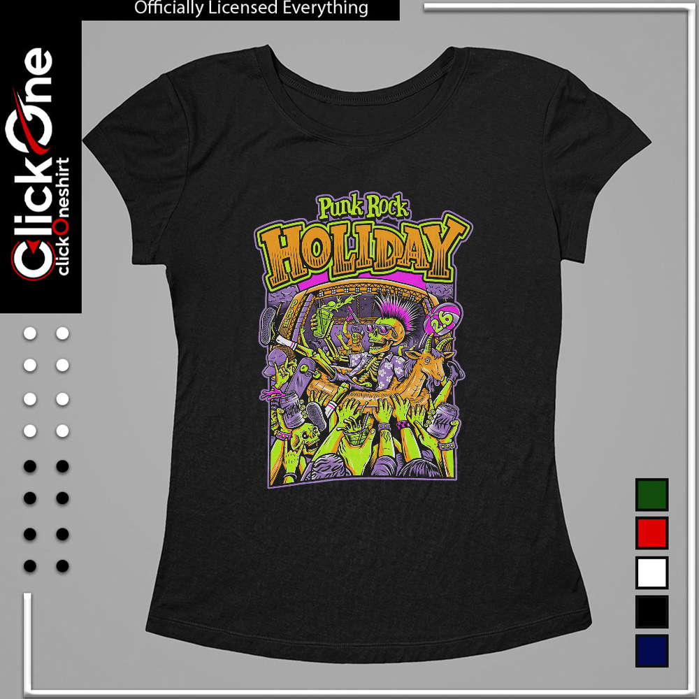 Punk Rock Holiday 26 skeleton goat crowd surfing music festival summer shirt