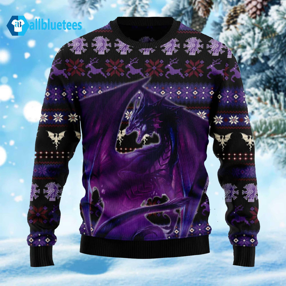 Purple Dragon Ugly Christmas Sweater