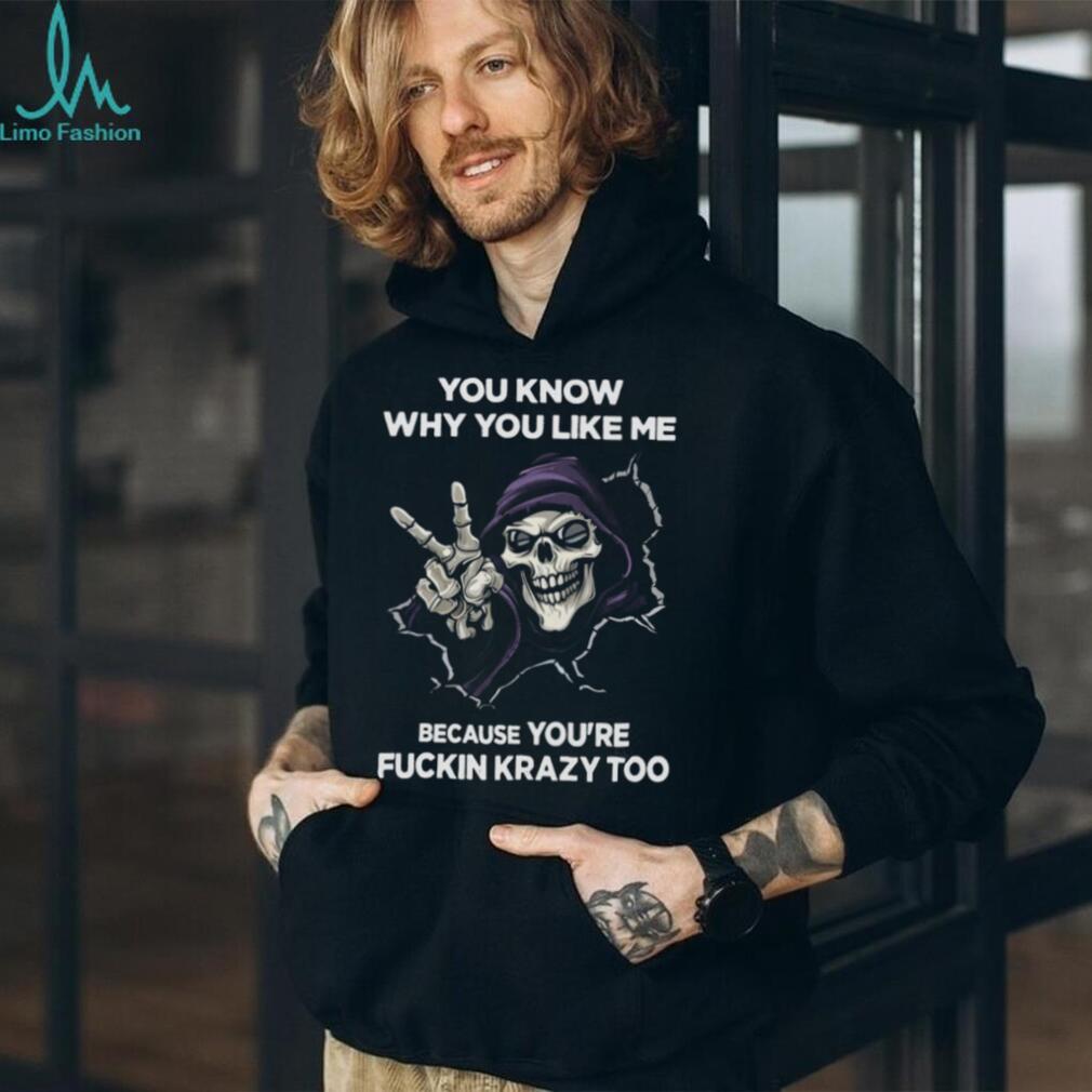 Purple Hooded Skeleton “Fuckin Krazy Too” Peace Sign Tee
