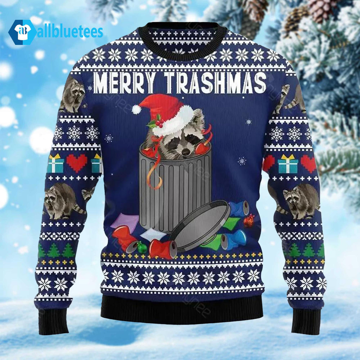Raccoon Merry Trashmas Ugly Christmas Sweater
