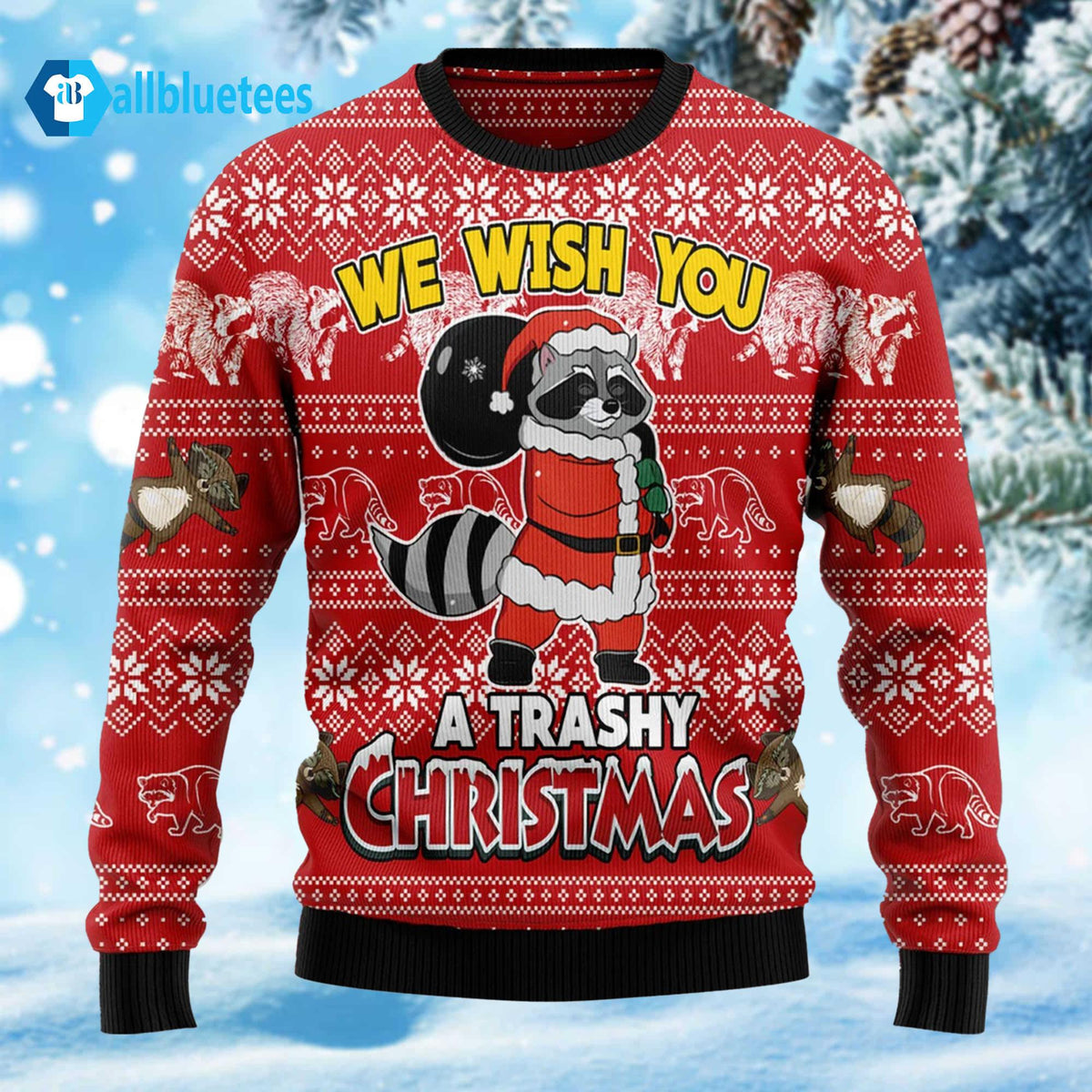 Raccoon Trashy Christmas Ugly Christmas Sweater