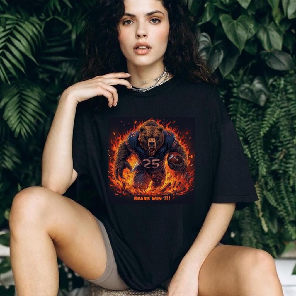 Raging Football Bear “Bears Win” Aggressive Sports Graphic Tee