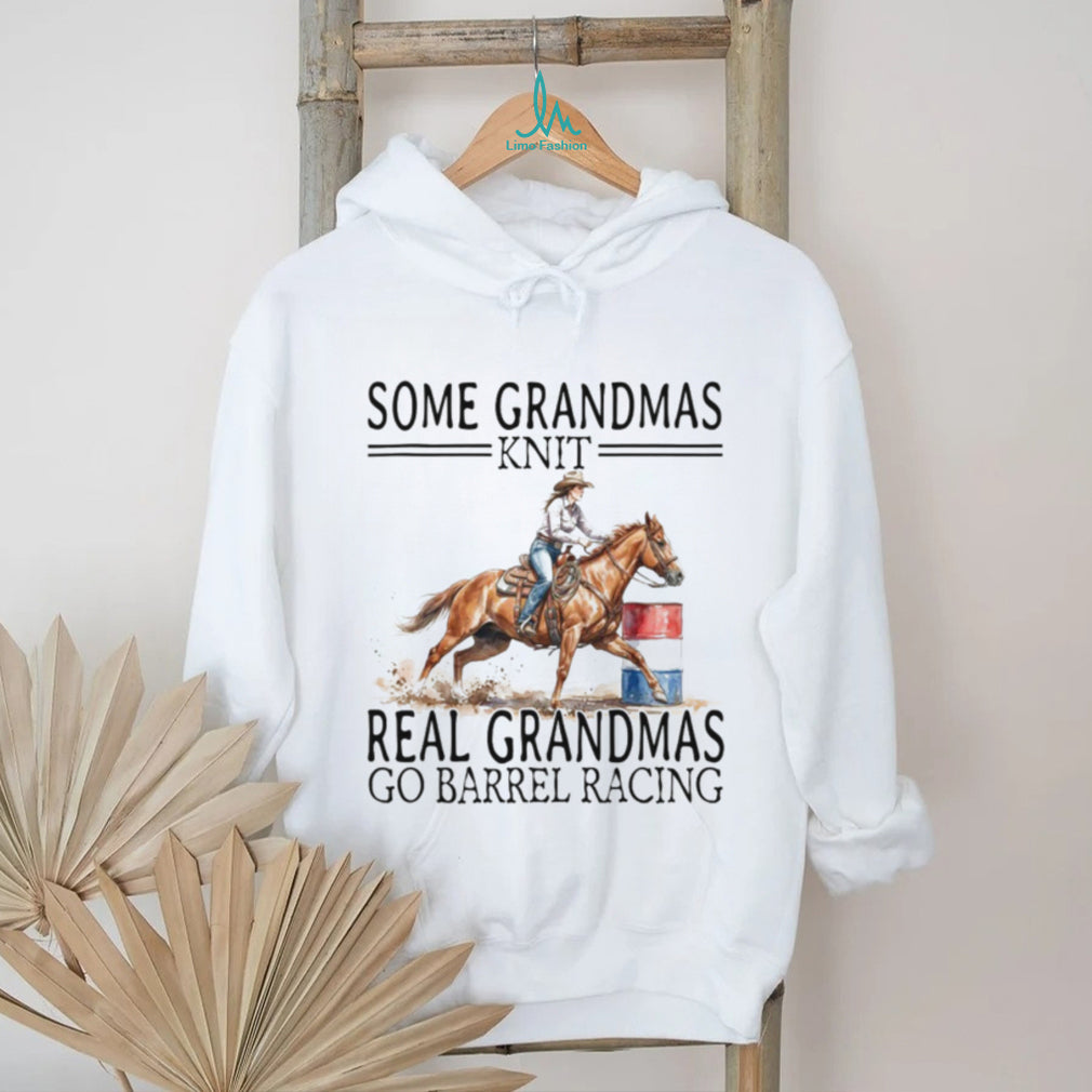 Real Grandmas Go Barrel Racing Western Horse Riding T Shirt