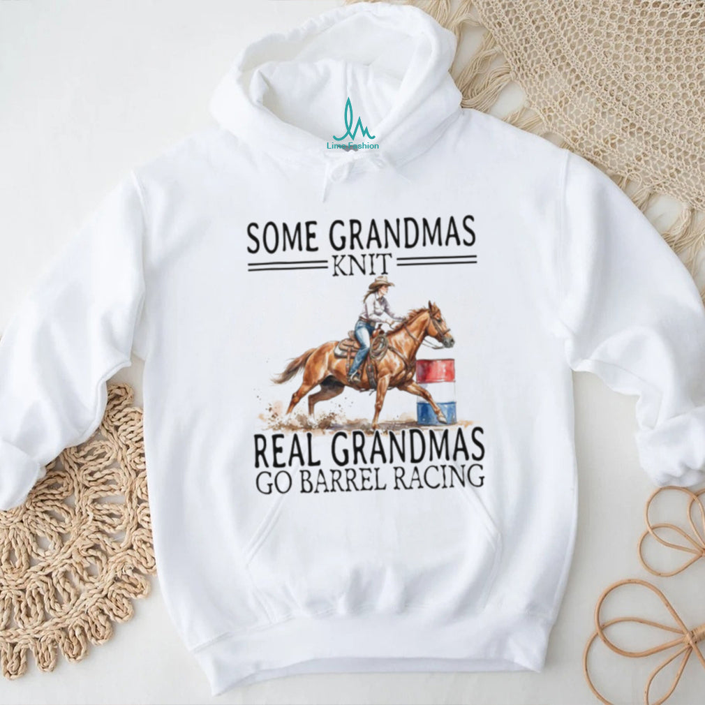 Real Grandmas Go Barrel Racing Western Horse Riding T Shirt
