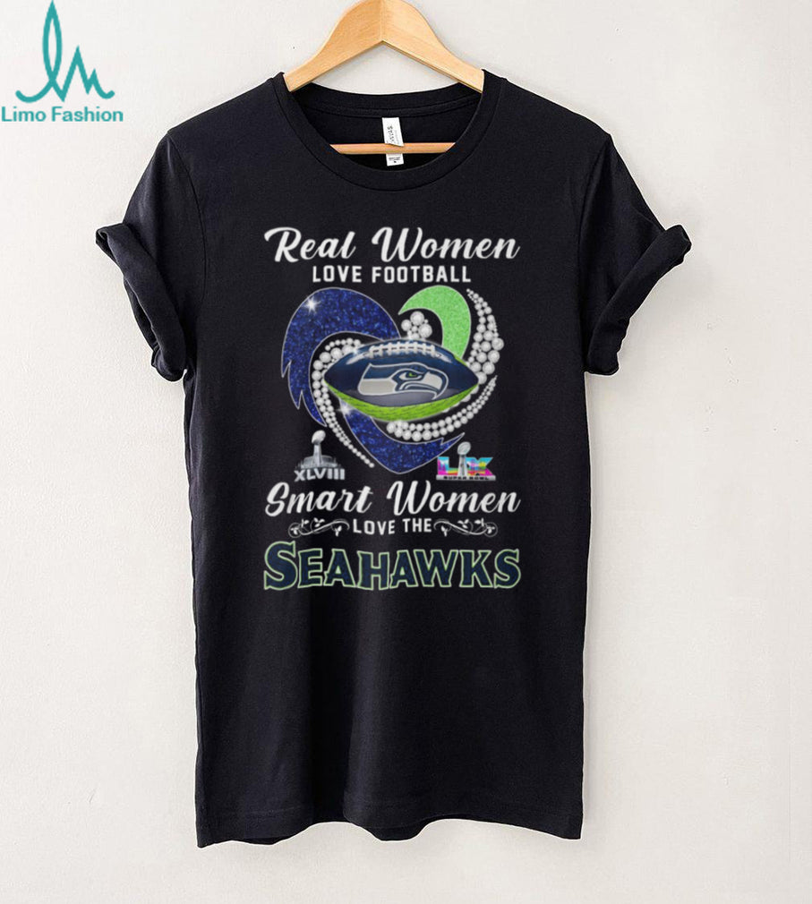 Real Women Love Football Smart Women Love The Seahawks Heart T Shirt