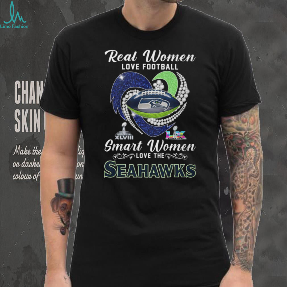 Real Women Love Football Smart Women Love The Seahawks Heart T Shirt