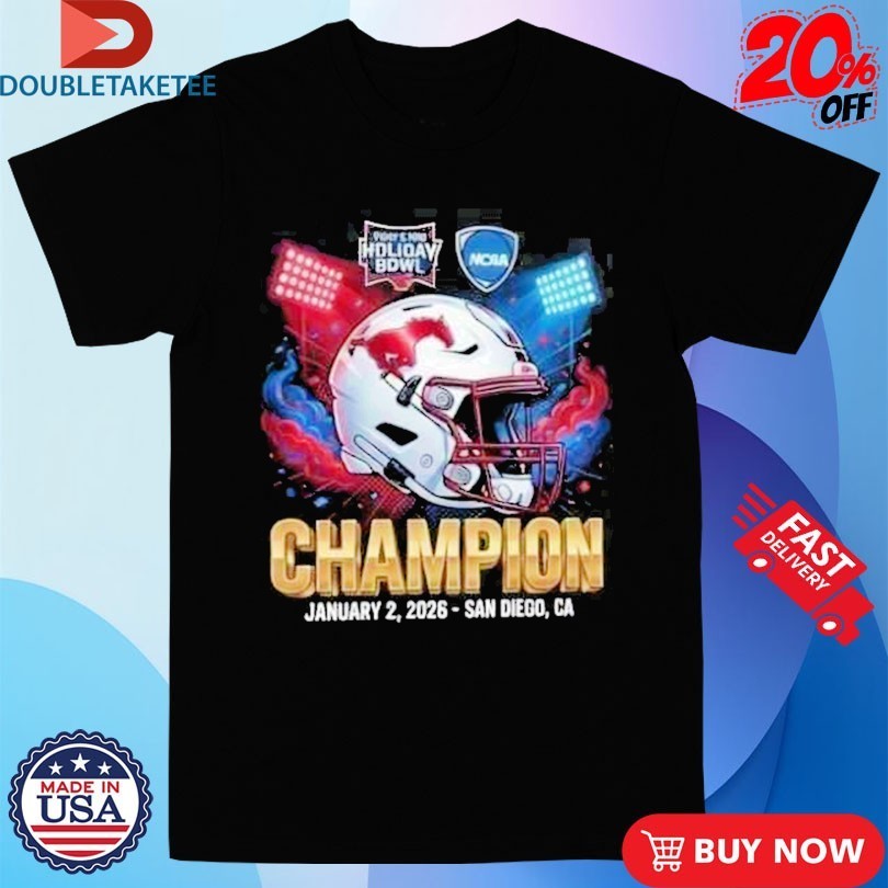 SMU Mustangs NCAA Trust & Will Holiday Bowl Champion January 2 2026 Snapdragon Stadium San Diego CA Shirts