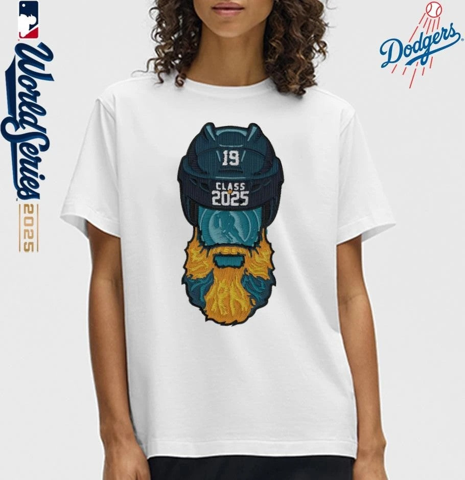 San Jose Sharks Jumbo Hall of Fame Beard Logo 2025 T-Shirt