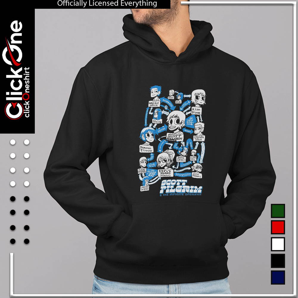 Scott Pilgrim Characters Relationships Map and the Infinite Sadness shirt