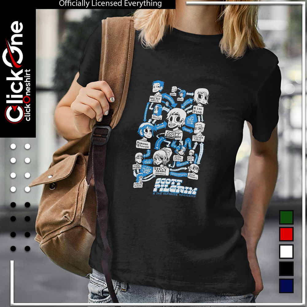 Scott Pilgrim Characters Relationships Map and the Infinite Sadness shirt