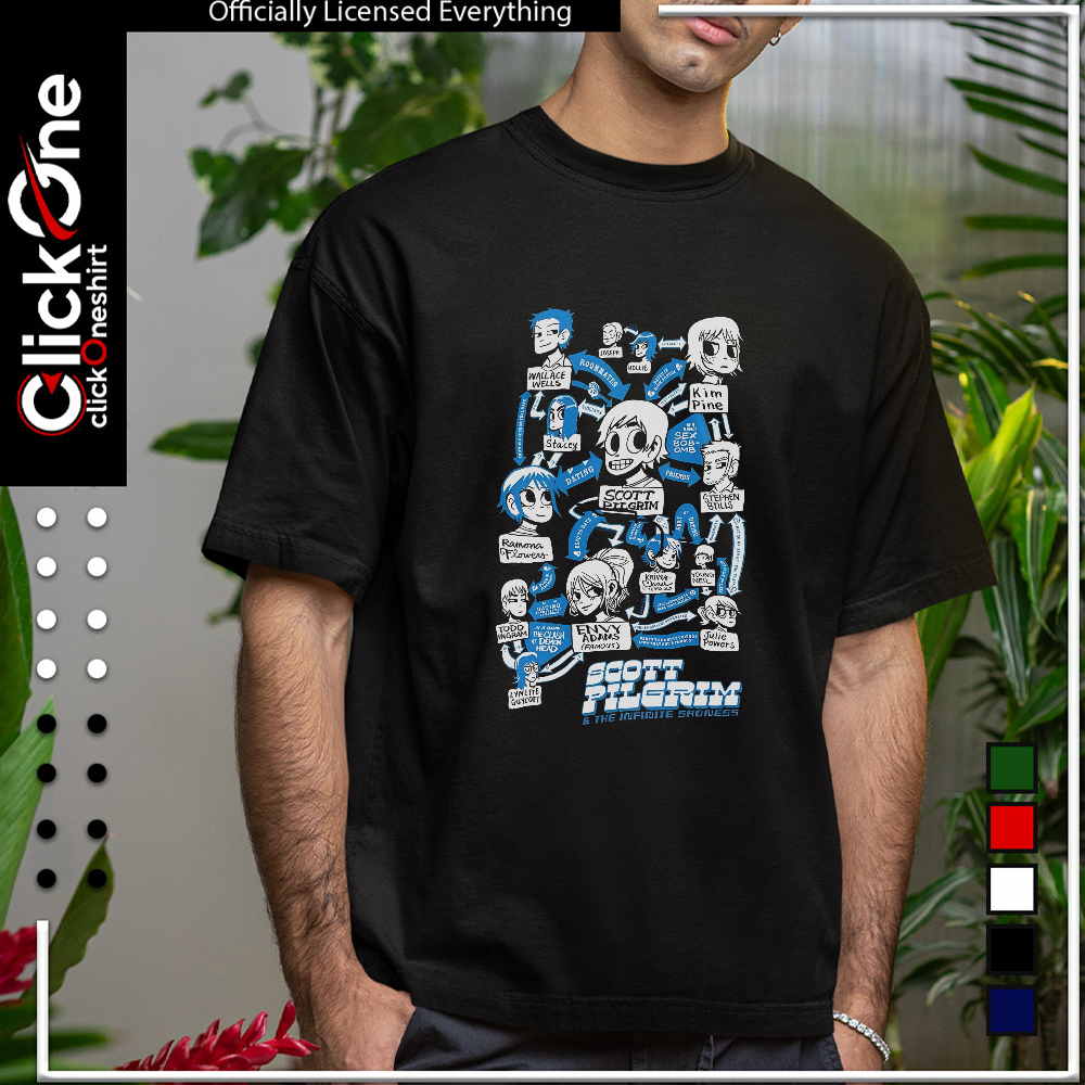 Scott Pilgrim Characters Relationships Map and the Infinite Sadness shirt