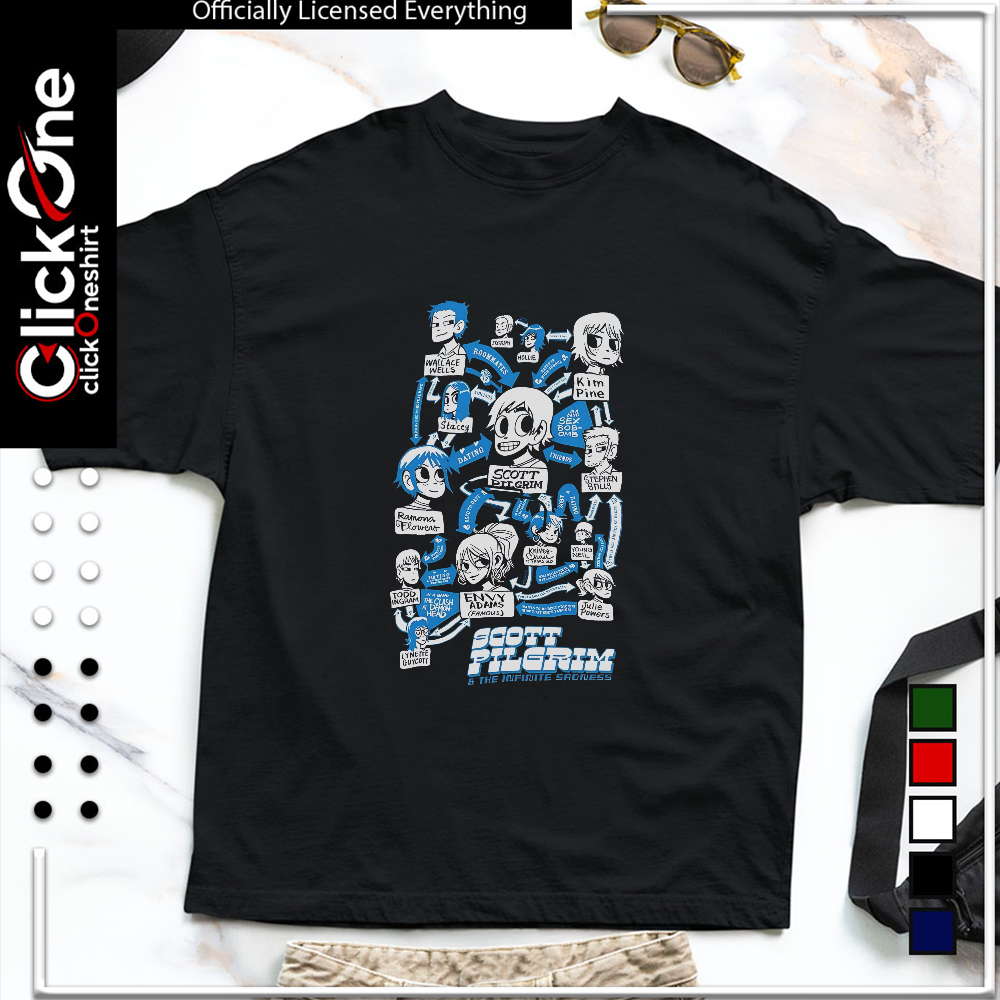 Scott Pilgrim Characters Relationships Map and the Infinite Sadness shirt