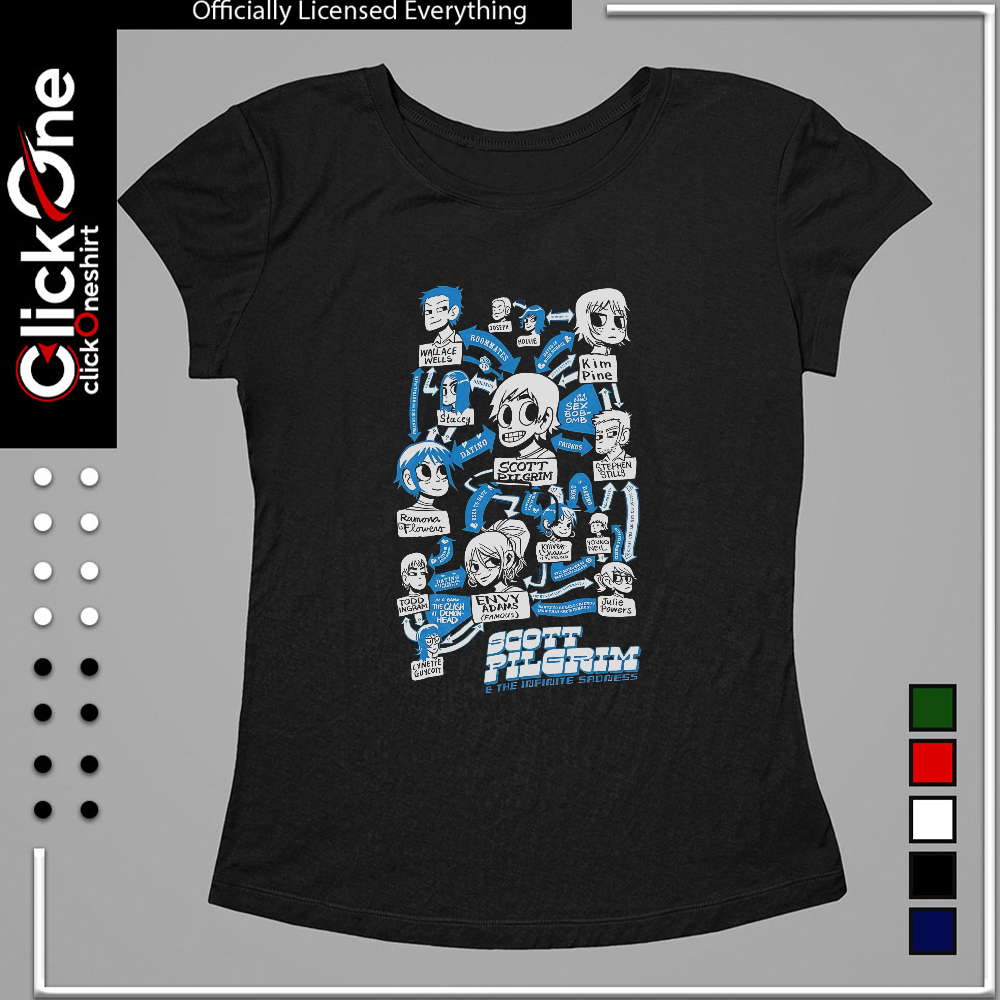 Scott Pilgrim Characters Relationships Map and the Infinite Sadness shirt