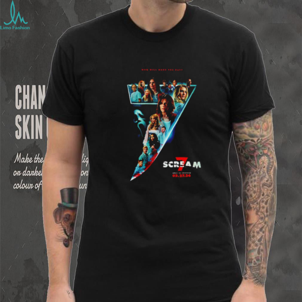 Scream 7 Horror Movie Poster Graphic T Shirt Ghostface Fan Apparel