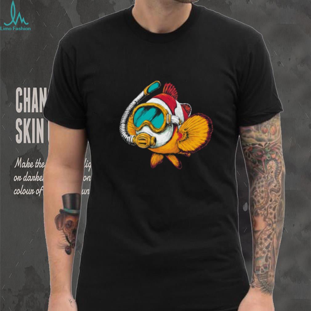 Scuba Diving Goldfish with Snorkel Mask Humor T Shirt