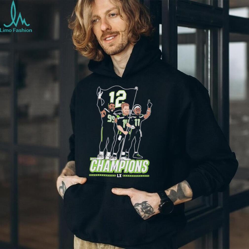 Seattle Football World Champions 12th Man Trio Cartoon Shirt