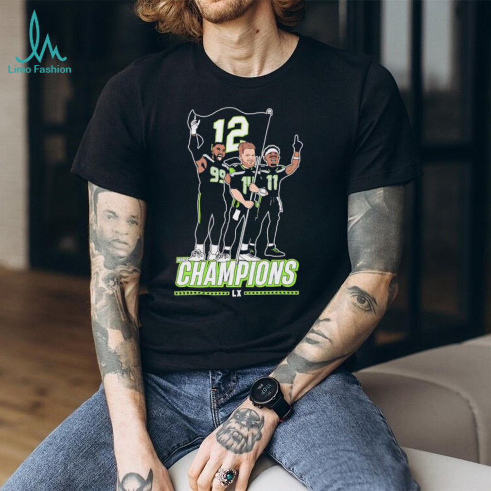 Seattle Football World Champions 12th Man Trio Cartoon Shirt