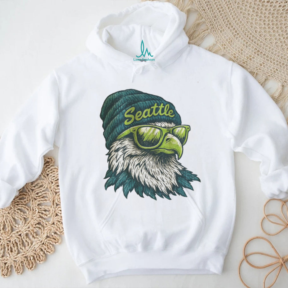 Seattle Osprey Eagle with Sunglasses and Beanie Vintage Style T Shirt