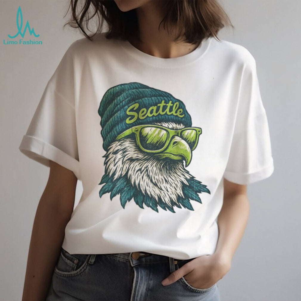 Seattle Osprey Eagle with Sunglasses and Beanie Vintage Style T Shirt