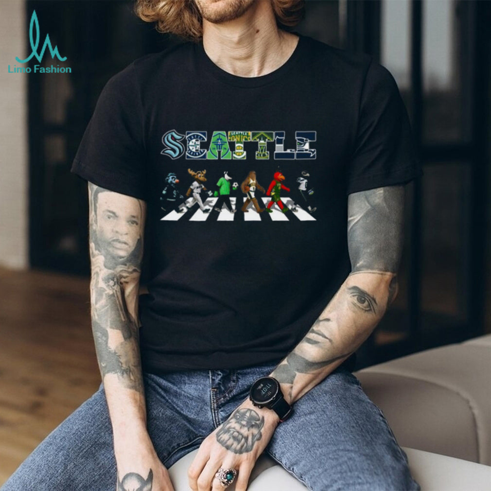 Seattle Sports Teams Mascots Abbey Road Crossing T Shirt