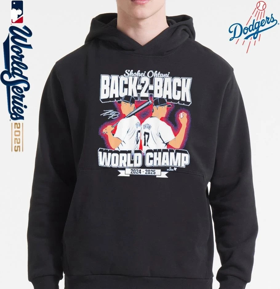 Shohei Ohtani Los Angeles Dodgers Back-To-Back World Champ T-Shirt