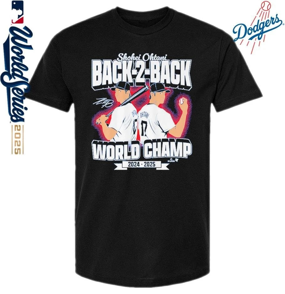 Shohei Ohtani Los Angeles Dodgers Back-To-Back World Champ T-Shirt